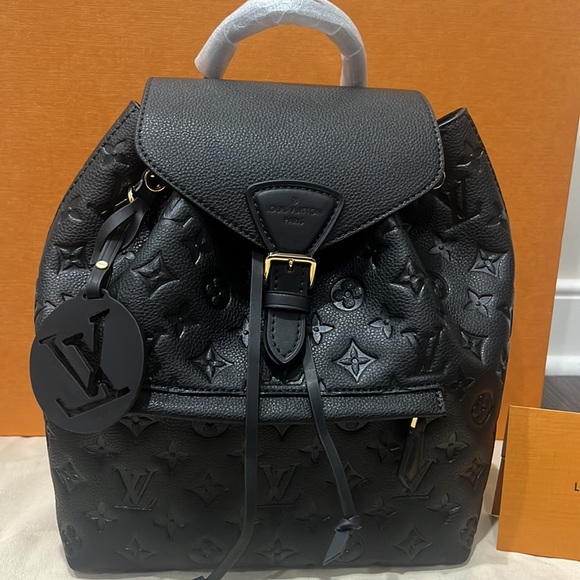 Louis Vuitton Black Montsouris Backpack Monogram Empreinte embossed leather. - Picture 2 of 5